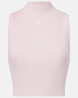 Courreges Ribbed Cotton And Wool Tank Top - Pink