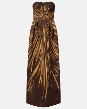 Oscar de la Renta Printed Bustier Gown - Brown