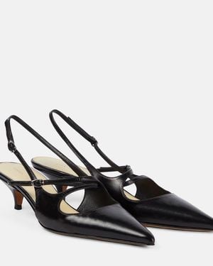 Proenza Schouler Slash Leather Slingback Court Shoes - Black