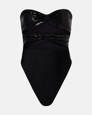 Adriana Degreas Cutout Sequined Swimsuit - Black