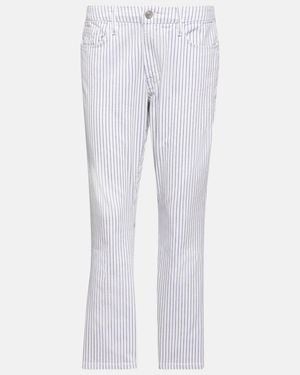 FRAME Le Crop Mini Striped Mid-Rise Bootcut Jeans - Blue