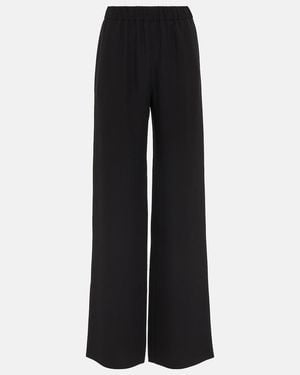 Valentino Mid-Rise Silk Wide-Leg Pants - Black