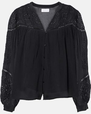 Velvet Libby Open-Knit Blouse - Black