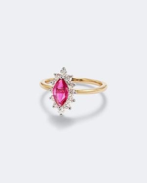Yvonne Léon Anillo Pompadour De Oro De 18 Ct Con Diamantes Y Rubi - Blanco