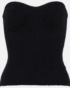 Wardrobe NYC Ribbed-Knit Cotton-Blend Top - Blue