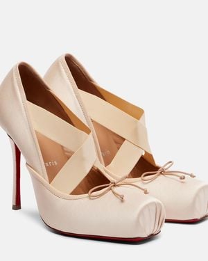 Christian Louboutin Cassiasticina Satin Court Shoes - Natural