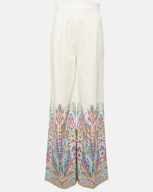 Etro Botanical-Print Trousers - White