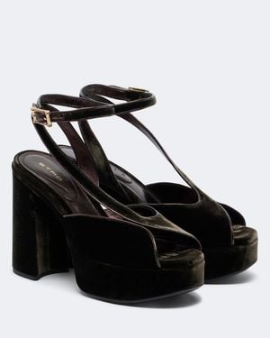 Etro Velvet Platform Sandals - Black