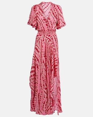 Poupette Mabelle Printed Satin Midi Dress - Red