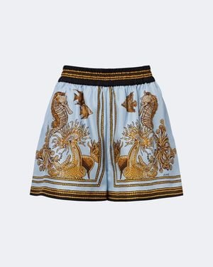 La DoubleJ Shorts Pull-Up De Sarga De Seda Estampados - Multicolor