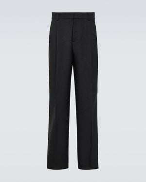 Versace Wool Straight Pants - Black