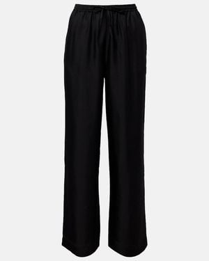 Asceno Aurelia Silk Wide-Leg Trousers - Black