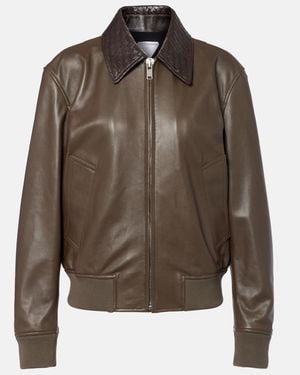 Bottega Veneta Intrecciato Leather Blouson Jacket - Brown