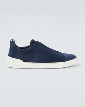 ZEGNA Triple Stitch Suede Trainers - Blue