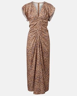 Isabel Marant Lyndsay Floral Gathered Midi Dress - Brown