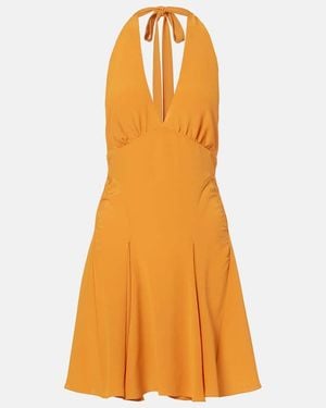 Saint Laurent A Dos Nu Silk Satin Minidress - Orange