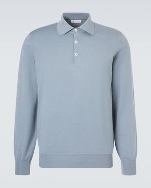 Brunello Cucinelli Cotton Polo Jumper - Blue