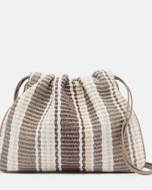 Brunello Cucinelli Mellow Small Striped Crossbody Bag - Metallic