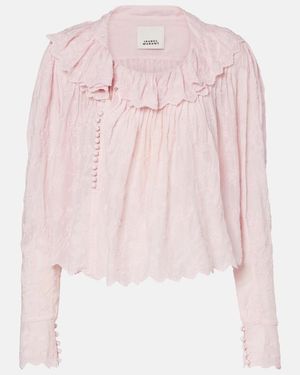Isabel Marant Zelly Embroidered Cotton And Silk Blouse - Pink