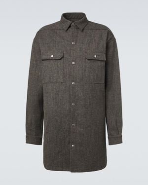 Rick Owens Oversized Wool And Linen-Blend Overshirt - Grey