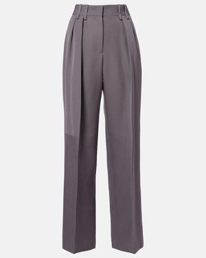 Jil Sander Wool Gabardine Wide-Leg Pants - Gray