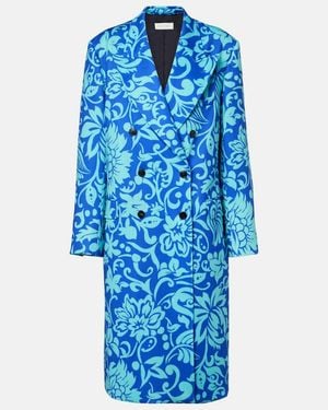 Dries Van Noten Bedruckter Mantel Rosea - Blau