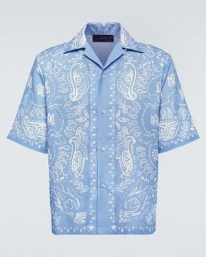 Amiri Bandana Watercolour Camp Shirt - Blue