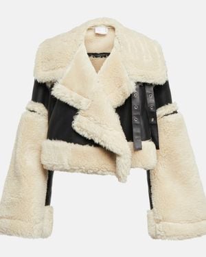 Sacai Faux Shearling Cropped Jacket - Natural