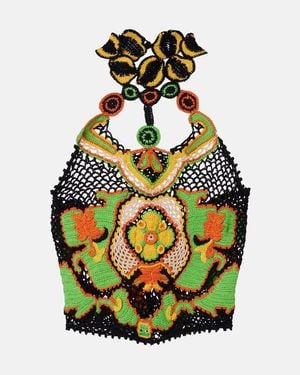 Etro Floral Crochet Cotton Crop Top - Green