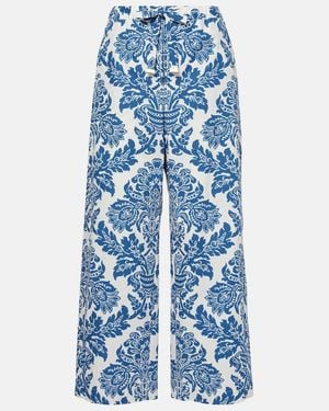 Max Mara Merano Cotton Wide-Leg Trousers - Blue