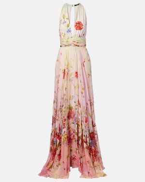 Roberto Cavalli Floral Silk Gown - Red
