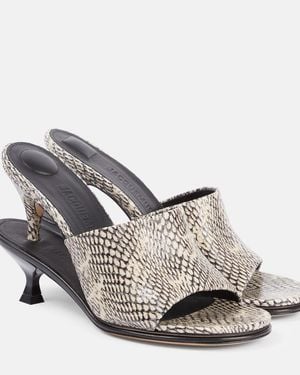 Jacquemus Doubles Snake-Effect Leather Mules - White