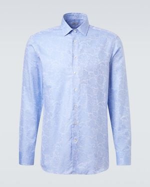 Etro Floral Cotton Jacquard Shirt - Blue