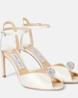 Jimmy Choo Sacora 85 Embellished Satin Sandals - Metallic