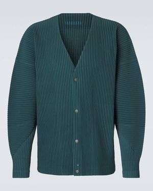 Homme Plissé Issey Miyake Cardigan Color Pleats - Grün