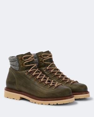 Brunello Cucinelli Leather Lace-Up Boots - Brown