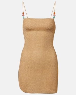 Oséree Minikleid Lumiere Mit Perlen - Braun