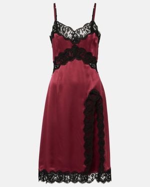 Dolce & Gabbana Silk And Cotton-Blend Midi Dress - Red