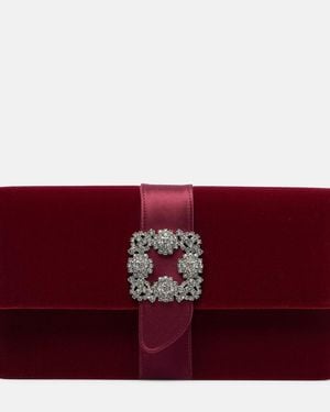 Manolo Blahnik Capri Embellished Velvet Clutch - Red