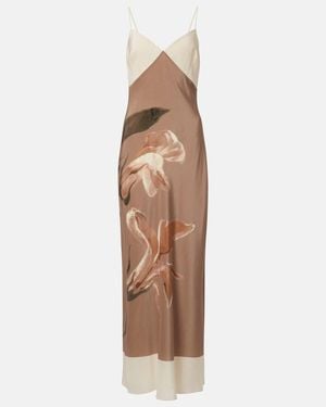 SIR. Azaliea Floral Silk Max Dress - Brown