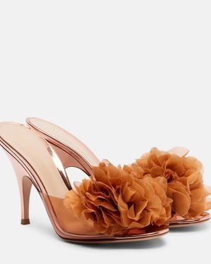 Gianvito Rossi Igea Floral-Applique Pvc Mules - Brown