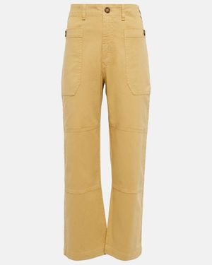 FRAME High-Rise Cropped Cargo Trousers - Natural