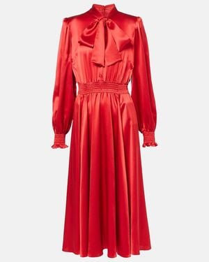 Dolce & Gabbana Silk Satin Shirt Dress - Red