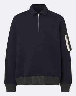 Sacai Cotton-Blend Polo Sweatshirt - Blue