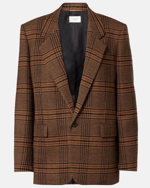 Saint Laurent Checked Wool Blazer - Brown