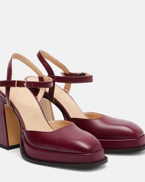 Souliers Martinez Malasana 95 Leather Slingback Court Shoes - Red