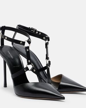 Tom Ford Harness Leather Slingback Court Shoes - Black