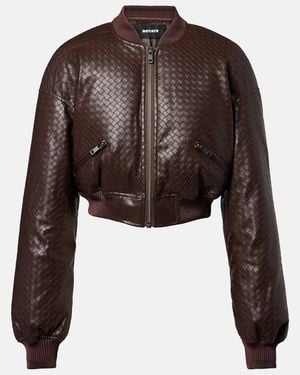 ROTATE BIRGER CHRISTENSEN Dax Cropped Bomber Jacket - Brown