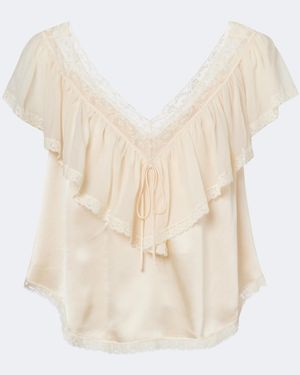 Doen Bluse Yadira Aus Seide Mit Spitze - Natur