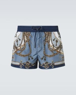 Dolce & Gabbana Printed Swim Trunks - Blue